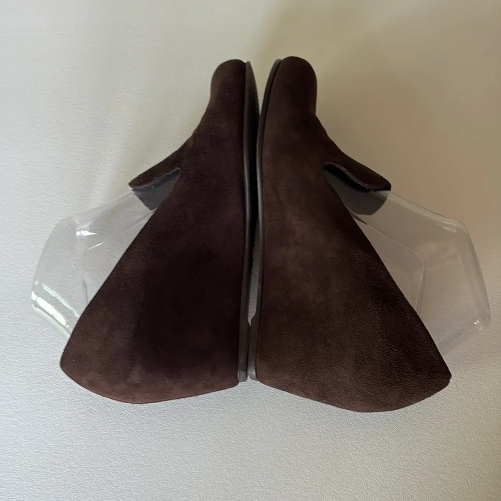 Stuart Weitzman Arise Suede Loafer Wedge Shoes Brown Neutral Minimalist Size 8.5